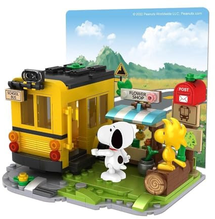 BlueBrixx Pro - Snoopy und Woodstock gehen zur Schule - Klemmbausteine-Set für Kinder und Erwachsene, 328 Teile, Offiziell Lizenziertes Peanuts-Set, Art. 107370