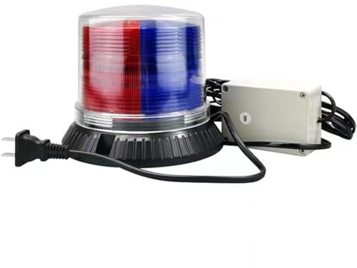 YXFAZPP 12V 24V 220V Led Strobe Warning Light Waterproof Red Blue Rotating Beacon Light Car Emergency Flash Strobe Lamp,for Engineering Ambulance Rescue (12V)