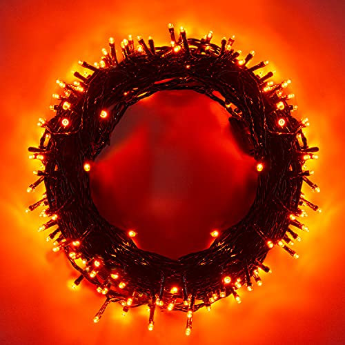Halloween Lichterketten Orange - 15M/120 LEDs Herbst Ende zu Ende Erweiterbar Speicherfunktion 8 Modi Innen und Außen Wasserdicht Dekoration Weihnachtslicht für Partei Bäume Garten Hochzeit