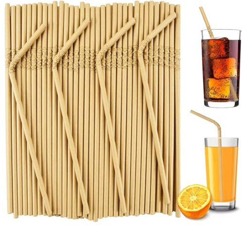 XINGXINLIAN Lot de 100 Pailles en Papier Marron, Pailles Biodégradable, Pailles Carton Jetables pour Les Boissons Froides ou Chaudes