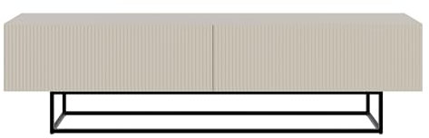 Selsey TV Schrank Board Sideboard Fernsehtisch Fernsehschrank 175 cm Schwarze Beine Gefräste Front Graubeige Veldio