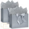BBLIKE Geschenktüten mit Henkel - 2 Geschenktasche 2 Grußkarten 4 Sydney Paper, Papiertüten mit Henkel, Geschenkverpackung für Geschenk, Geburtstag, Feier, Hochzeit (Silber)