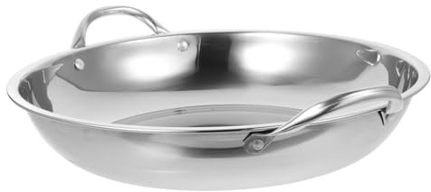 Gogogmee Casserole Anti-débordement Acier Inoxydable 30 Cm Poêle à Fond Plat Poignée Isolante Casserole Camping Randonnée Cuisson En Plein Air
