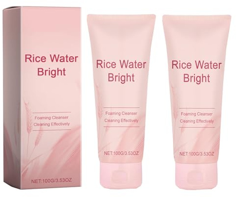 Rice Water Bright Facial Foaming Cleanser with Ceramide, Rice Puree Cleansing Foam, Gentle Face Wash for Hydrating & Moisturizing, Makeup Remover, Korean Skincare Cosmetics Foam Deep Cleansing (2)