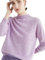 Maglione da donna lavorato a maglia con collo a lupetto a maniche lunghe, maglione basic 100% lana merino, Viola chiaro, L