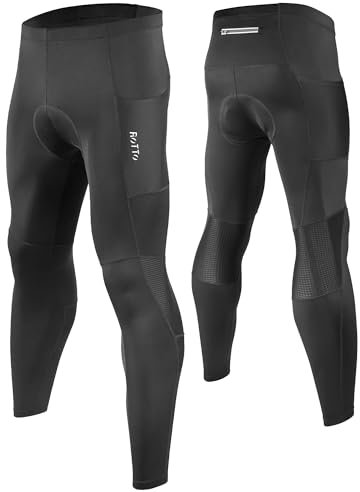 ROTTO Lange Radlerhose Herren Fahrradhose Gepolstert stoßfeste Radhose Elastische Hosen Radfahren mit Taschen