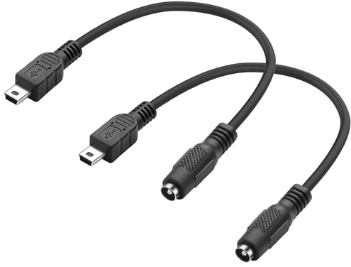 XMSJSIY DC 5.5mm * 2.1mm to Mini USB Power Supply Charging Cable 5V3A 2PCS | DC 5521 Female to Mini USB Male Power Extension Cable for Camera, Small Fan, MP3, MP4 - 20CM/7.8INCH