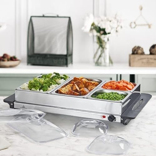 4 Section Buffet Server, Stainless Steel Trays, 7.2 Litres, 300W (3)
