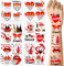 ENYACOS Köln Karneval Gesichtstattoos – 10 Bögen Temporäre Tattoos Aufkleber in Rot und Weiß für Karneval, Fasching & Kölle Alaaf Kostüme,face sticker karneval accessoires (B)