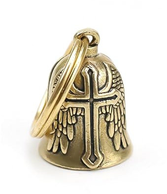 HASLED Clochette Moto Vintage en Laiton - Porte-Bonheur Motard avec Porte-Clés - Accessoire Décoratif pour Moto et Vélo - Style Rétro