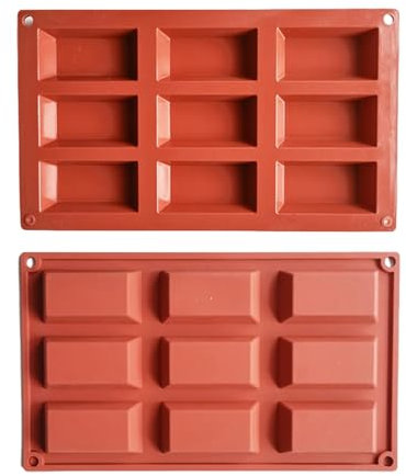 Senermter Moule À Gâteau Financier À 9 Cavités, Moules En Silicone Pour Rectangle, Moules À Gâteaux Carrés Pour Gâteau, Gelée, Glace, Fudge, Chocolat