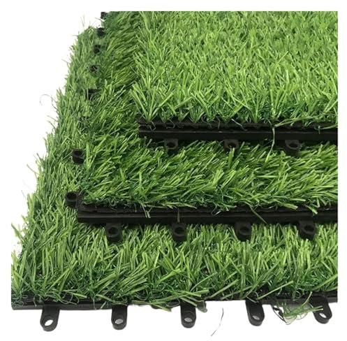 NJIEzhao 1pcs Interlocking Artificial Grass Tile Outdoor Artificial Grass Tile Waterproof DIY Artificial Grass Mats 100cm Size Interlocking Grass Tiles