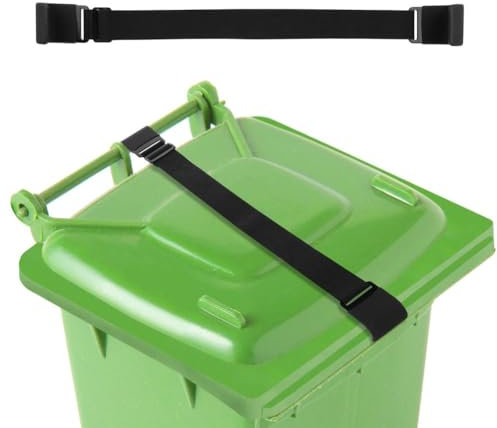 Windproof Metal Double-Claw Bin Lock for Wheelie Bins | Animal-Proof Trash Can Lock with Lid Strap | raccoon, Anti-Tip Design for Outdoor Waste Bins
