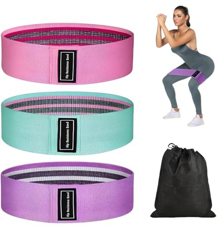 Culinavog Fitnessbänder Set, Widerstandsbänder in 3 Stärken, Fitnessbänder Stoff, rutschfest Resistance Bands, Resistance Bands für Po, Beine, Yoga, Pilates, Muskelaufbau (mit Netzbeutel)