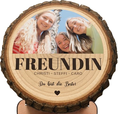 Elbeffekt Freundin Geschenk - Baumscheibe - Personalisiertes Fotogeschenk, Freundin Weihnachtsdeko, Geschenk Freundin, Geschenk Freundin Kleinigkeit, Geschenk für Freundin, Freundin Geschenke