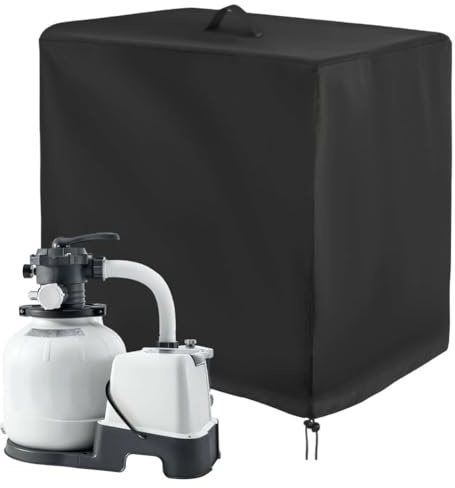 QOXEZY Copertura per pompa con filtro a sabbia, custodia protettiva impermeabile per piscina esterna, filtro a sabbia e pompa, nero