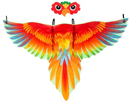 Generisch Papageienflügel-Kostüm für Kinder, Kinder Vogelflügel Kostüm Mit Verstellbaren Schultergurten VogelflüGel Umhang Und Kopfbedeckung, für Vogel-Mottopartys und Schulaufführungen