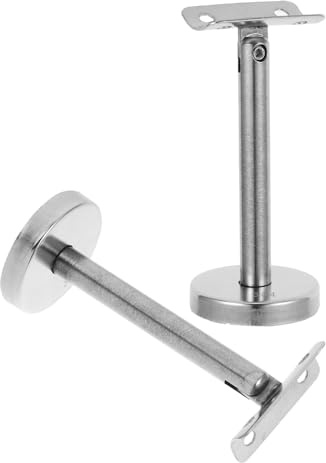 Housoutil Soportes para Barandilla de Acero Inoxidable Ajustables para Escaleras Interiores, Soporte de Pasamanos de Pared Recto 12x5 Cm, Herrajes para Barandillas, Montaje en Pared para