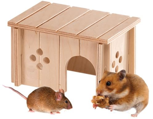 Ferplast Casetta Criceto, Accessorio Gabbia per Criceti, con Tetto Piano e Fori di Aerazione, in Kit di Montaggio, 14,5 x 9,5 x h 8,5 cm, SIN 4642 Casa Casetta Legno per Criceti