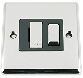 13 A Classic Chrome Polished Fused Switch with Black Insert Metal Rocker Switch