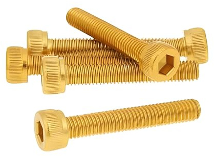 Schraubensatz 6 Stück Innensechskant Alu Gold - M5x30