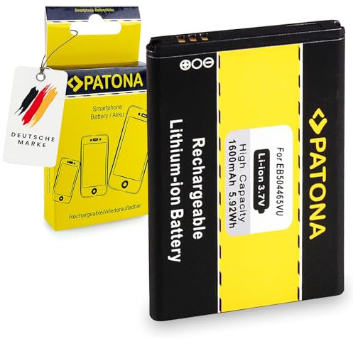 PATONA Akku Ersatz für Samsung EB504465VU, 1600mAh 5.9 Wh 3.7V, Ersatzakku Kompatibel mit Samsung i5800 Galaxy 3 i5700 Galaxy Spica i8700 Omnia 7 B7300 B7330 B7610 B7620 S8500 i5700