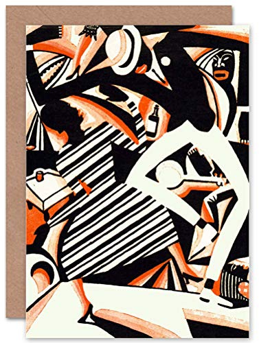 Wee Blue Coo PAINTING DRAW AFRICAN AMERICAN JAZZ TWO TONE REISS DANCE GREETINGS CARD