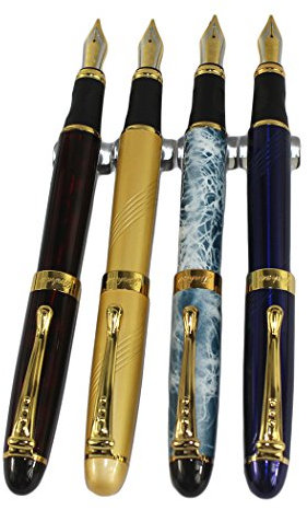 Gullor Pack of 4 450 Fountain Pens in 4 Colours (Elegant Colours) with Pen Bag