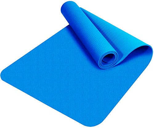 Good Times Yogamatte, rutschfest, TPE, umweltfreundlich, hypoallergen, hautfreundlich, Gymnastikmatte, Fitnessmatte, Sportmatte, Bodenmatte mit Tasche & Trageband, 183x61x0,8cm (Hellblau)