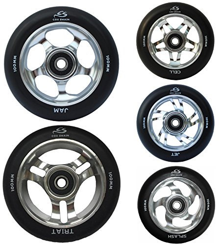 Cox Swain 2 STK. High End 100mm Stunt Scooter Rollen Alu Core - ABEC 11 Lager, Colour: Splash (Black/Silver), Size: 100mm