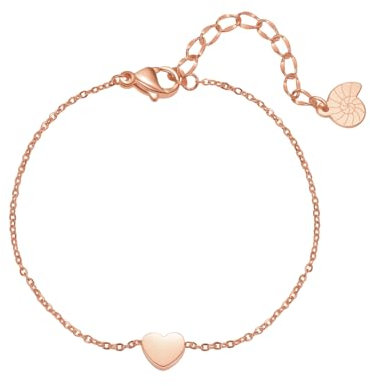 Happiness Boutique Femmes Bracelet Coeur en Or Rose | Bracelet Délicat en Pendentif Coeur Bijoux Acier Inoxydable
