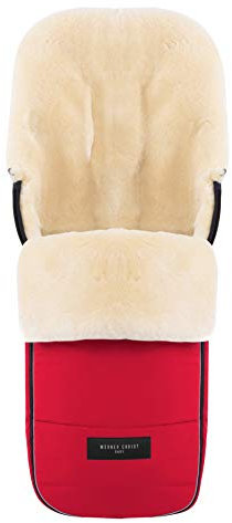 WERNER CHRIST BABY, Lammfell-Fußsack FLIMS – warmer Buggy, Kinderwagen-Fußsack (Kinder ab 6 bis 36 Monate) aus medizinischem Fell, universal mit Langsschlitzen in Chili Red (rot)