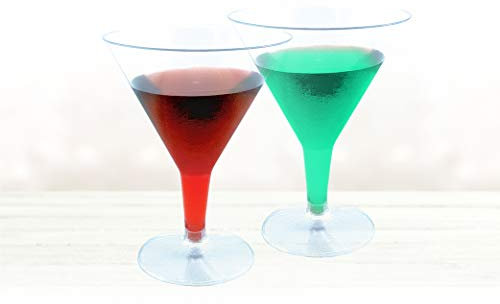 Decorline- Eleganter transparenter Wiederverwendbare Martini gläser aus Plastik, 180ml, 6 Stück