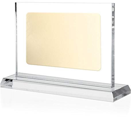Trofeos Martínez - Placa Conmemorativa/Homenaje de Cristal con Placa grabada a láser 15x11cm, Estuche Incluido. (Oro)