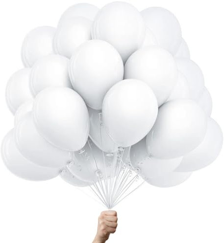 Weiße luftballons - 100% Reiner NATURLATEX - Premium Qualität - Latex Party Ballons - Metallic Ballons - Geburtstag Dekoration - Bunte Luftballons 50
