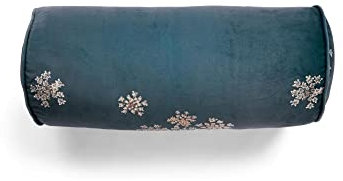 ESSENZA Nackenrolle Lauren Indigo Blue, 22x50 cm - 100% Polyester Samt - Blumen