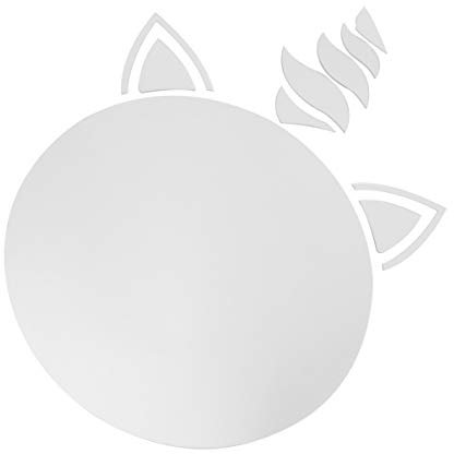 BESPORTBLE Tier Kristall Spiegel Aufkleber DIY Selbstklebende Runde Hase Kätzchen Hirsch Einhorn Muster Wandspiegel Aufkleber Abnehmbare Wandbilder Aufkleber für Kinder Kinder Einhorn Groß