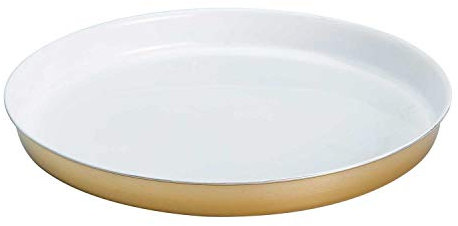 Möbel Jack Serviertablett Servierteller Servierplatte Dekotablett Kerzentablett | Edelstahl | Goldfarben | Weiß | Ø 30 cm x H 3 cm