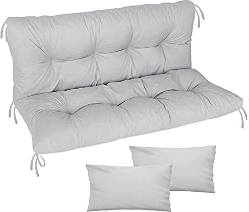 Ferocity Auflage für Hollywoodschaukel 100x50x50 Gartenbankauflage und 2 Kissen Palettenauflage Bankauflage Sitzkissen und Rückenkissen Matratze Sitzpolster Gartenpolster, Grau [133]