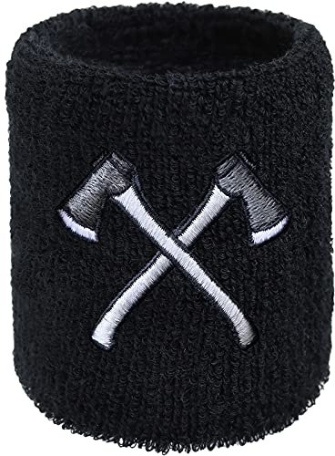 Holzfäller Armband Schweissband mit gekreuzter Axt Holzfälleräxte Holzarbeiter Waldarbeiter Wikinger Style Schweißband Baumwolle Frottee Wristband Arbeitsbekleidung