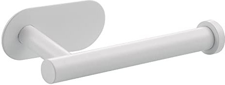 Tecmolog Porta Carta Igienica Bianco Adesivo Portarotoli Cucina da Parete Inox per Cucina e Bagno, SBH222W