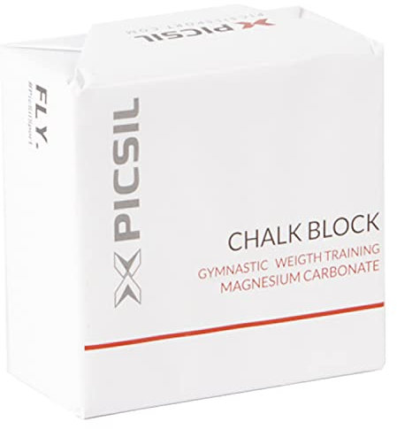 PICSIL Chalk Block, Magnesio in Blocco o Polvere per Ginnastica, Arrampicata, Sollevamento Pesi, Crosstraining, Mani Senza Sudore, Massima Presa (56g, Blocco)