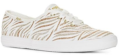 Keds Zapato Champion con Cordones de Lona, Zapatillas Mujer, Estampado De Ondas De Brillo Dorado, 37.5 EU