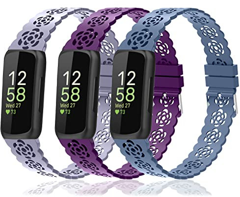 Nigaee 3 Pack Uhrenarmband Kompatibel für Fitbit Inspire 3/Inspire 2/Inspire/Inspire HR/Fitbit Ace 3/Ace 2 Armband, Sport Verstellbares Ersatzarmband Silikon Uhrenarmband Kompatibel für Damen