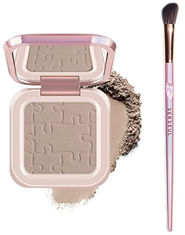 Go Ho Kontur-Make-up-Paletten-Set, Gesichtskontur-Set mit Spiegel und Pinsel, seidig glattes Konturpuder-Make-up
