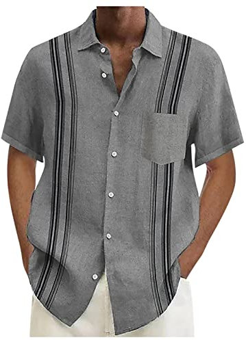 MOKBAY Chemise Homme Manche Courte Manche Courte en Ete Repassage Vêtements Hawaienne Grande Vêtements Cadeau Homme Cadeau pour Papa D-Gris 4XL 5163