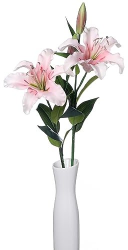 huaao 2 pezzi Fiori Artificiali Gigli in Lattice, 76cm Gambo Lungo, Giglio Artificiali Bouquet Decorazione per Matrimoni, Feste, Nozze, Uffici, Rosa