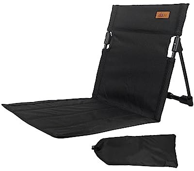 Fenteer Strandstuhl mit Rückenstütze, Stadionstuhl, Lounge-Stuhl, Strandbodenstuhl, Faltbarer Stuhl für Park, Außenhof, Sonnenbaden, Schwarz