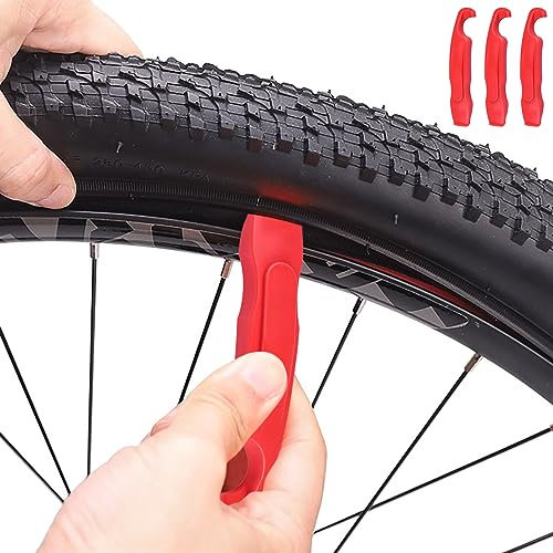 TERJBG 3 Stücke Fahrrad Reifenheber, Fahrradwerkzeug Werden für Langlauf, Wandern, Mountainbike und Rennrad verwendet, Leichtes und Langlebiges Reifenheber Fahrrad(Rot)