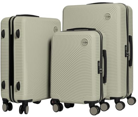 CABIN GO 5513 - Set di 3 valigie - bagaglio a mano da 55 cm, valigia media da 65 cm, valigia grande da 76 cm, in ABS rigido.